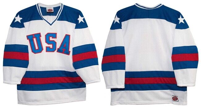 Men's White USA Hockey Custom 1980 Miracle On Ice Stitched Ersey